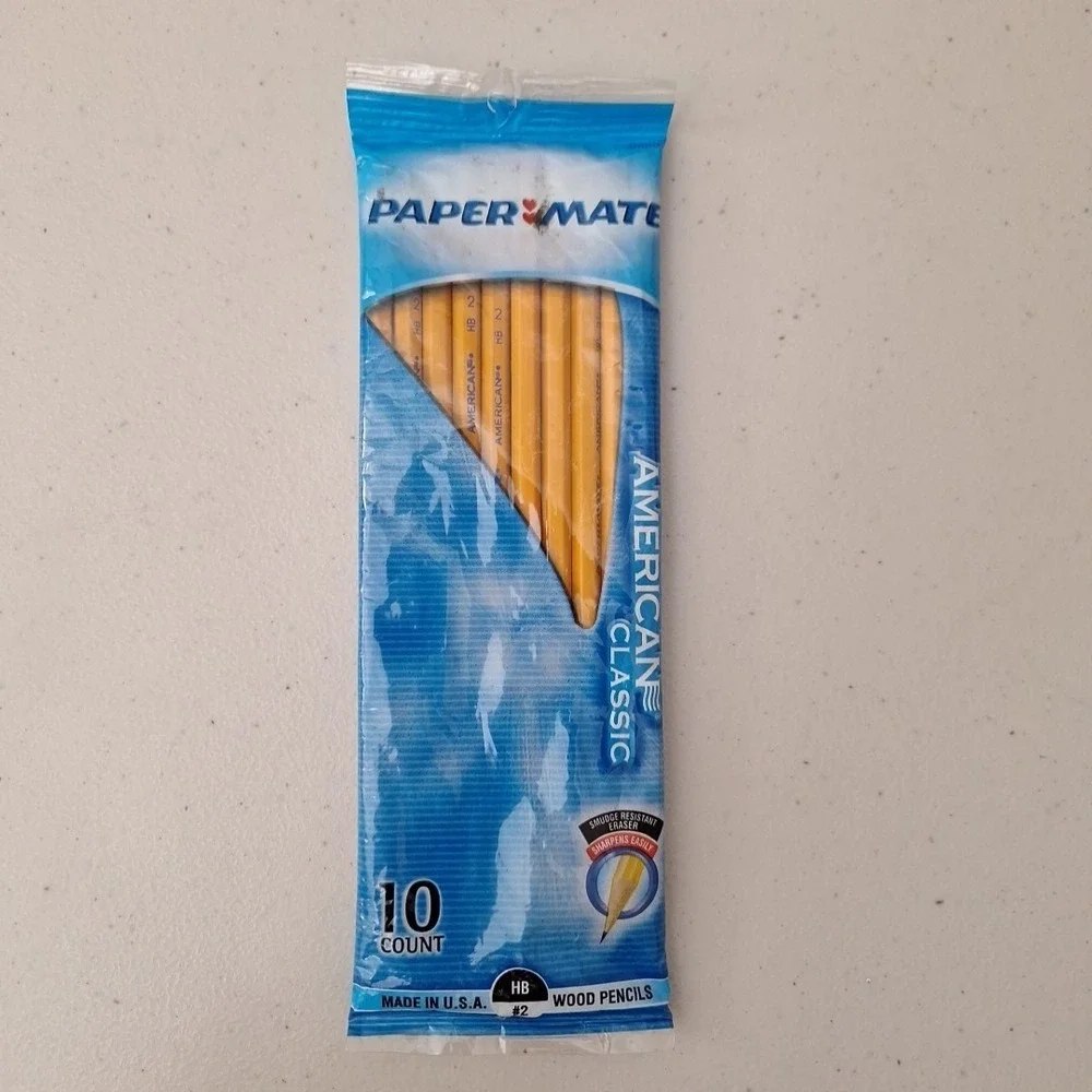 Vintage Paper Mate American NATURAL Wood Pencils 10 Count HB #2 USA NEW!